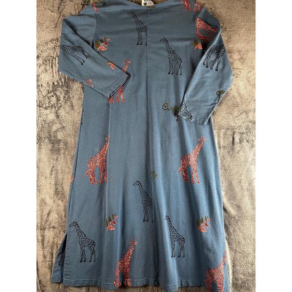 Vintage Copacabana Giraffe Print Dress Size Large Blue Gray Maxi Made in USA - Picture 7 of 9